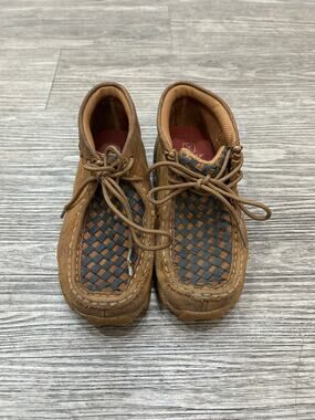 Twisted X Youth Chukka Driving Mocs Boots Brown Woven Leather Size 12M YDM0046
